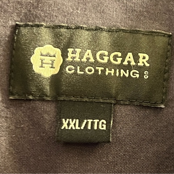 HAGGAR Clothing Blue Plaid Dress Shirt Sz XXL - Picture 7 of 10